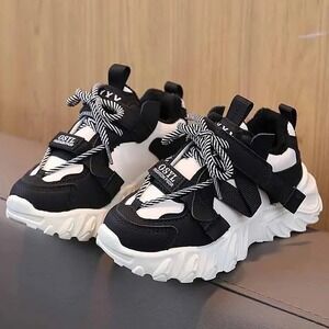 New Kids Chunky Sneakers Black White Fashion Designer Style Youth Trainers Sz 3